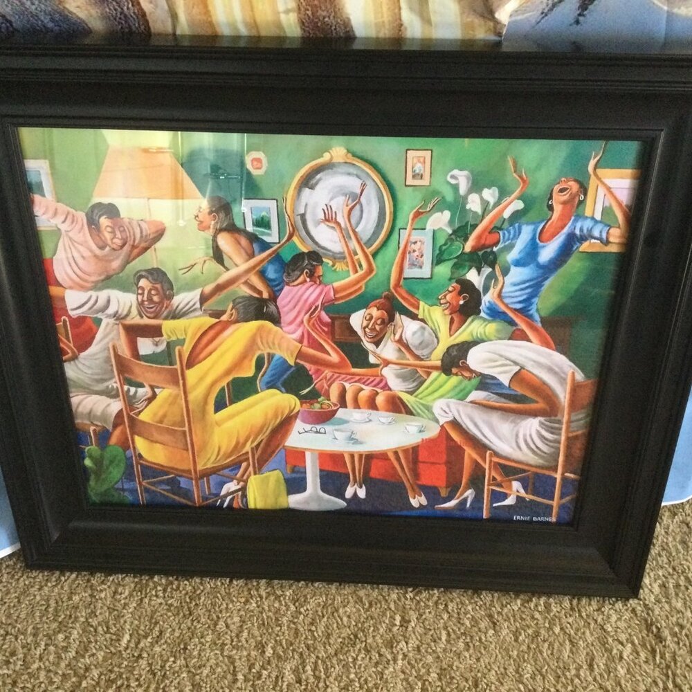 A room full of sisters on a 16x20 canvas print in a black frame